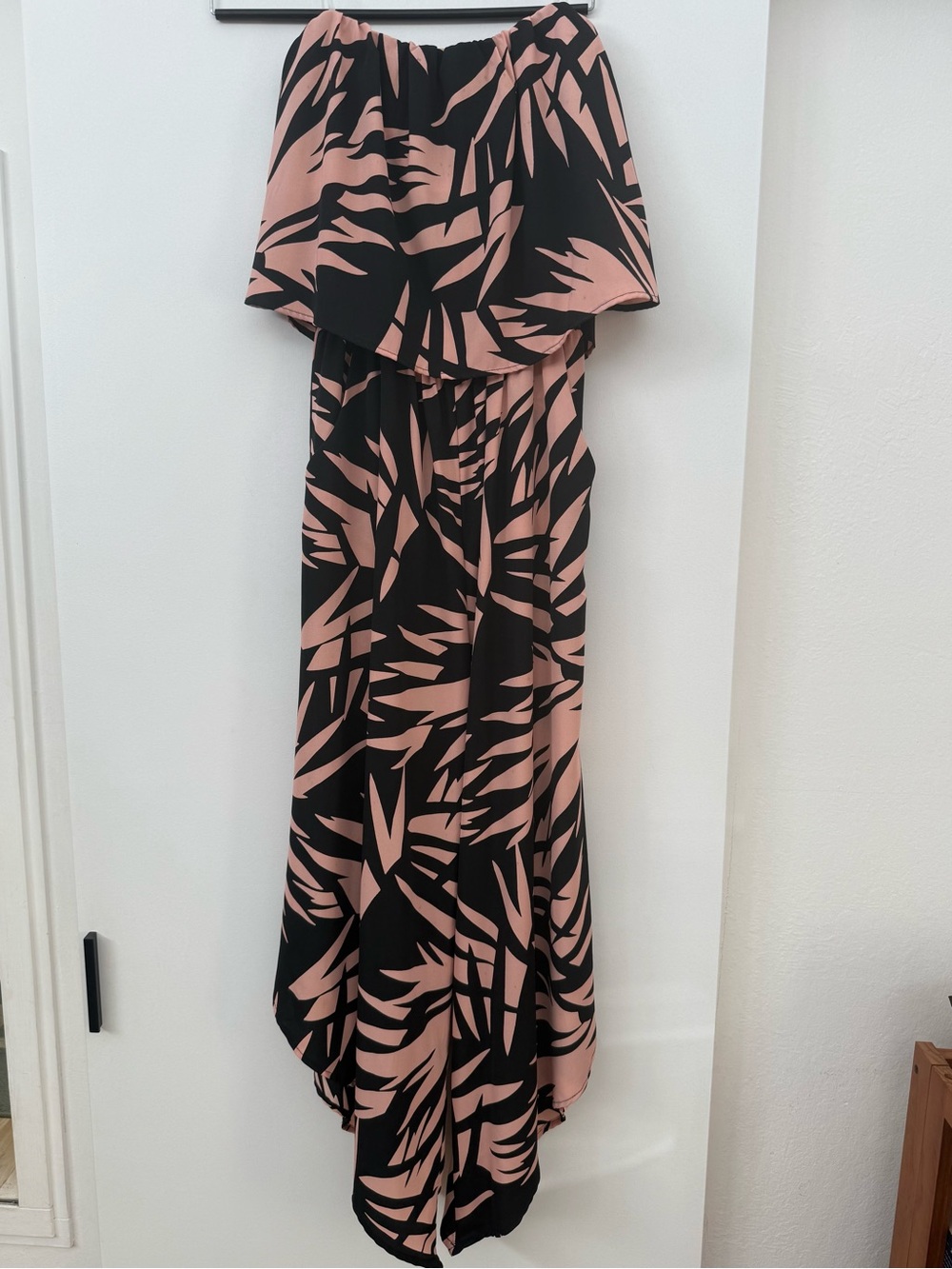 Strapless Black and Blush Patterned Romper